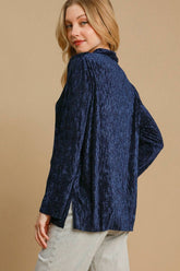 Umgee Women's Textured Side Slit Button-Up Shirt - Fashionable & Versatile Office to Casual Wear